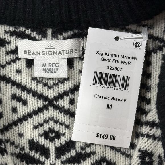 L. L. Bean Women's Size Medium Fair Isle Signature Kingfield Merino Wool Sweater - Picture 8 of 12